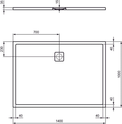 Piatto Doccia Ideal Standarad Ultra Flat Evo 140×100 cm Bianco Seta in StoneTech completo di copripiletta