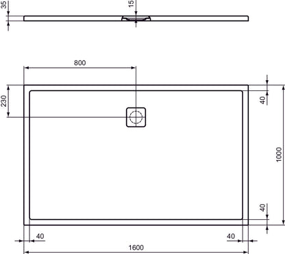 Piatto Doccia Ideal Standarad Ultra Flat Evo 160×100 cm Bianco Seta in StoneTech con copripiletta