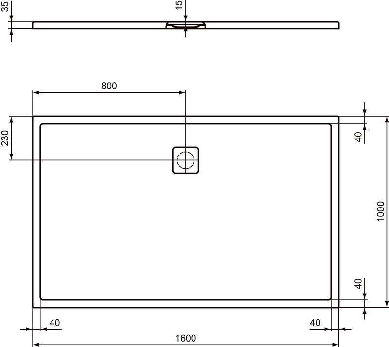 Piatto doccia effetto pietra Ideal Standard ULTRA FLAT EVO 160X100 BIANCO SETA