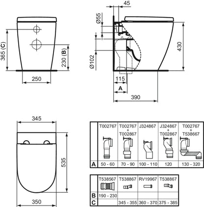 Sanitari Ideal Standard I.LIFE O con Scarico Traslato fino a 32 cm con sedile normal close slim