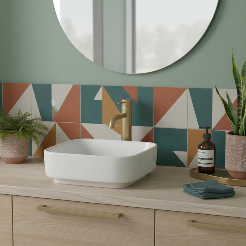 Lavabo da appoggio Ideal Standard  I.LIFE B VQuadrato 38X38 cm Senza foro troppo pieno