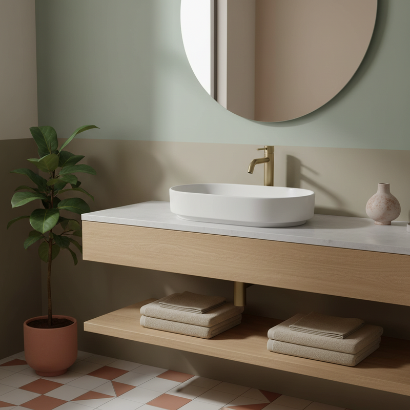 Lavabo da appoggio Ideal Standard  I.LIFE Ovale 60X38 Senza foro rubinetto ART T573101