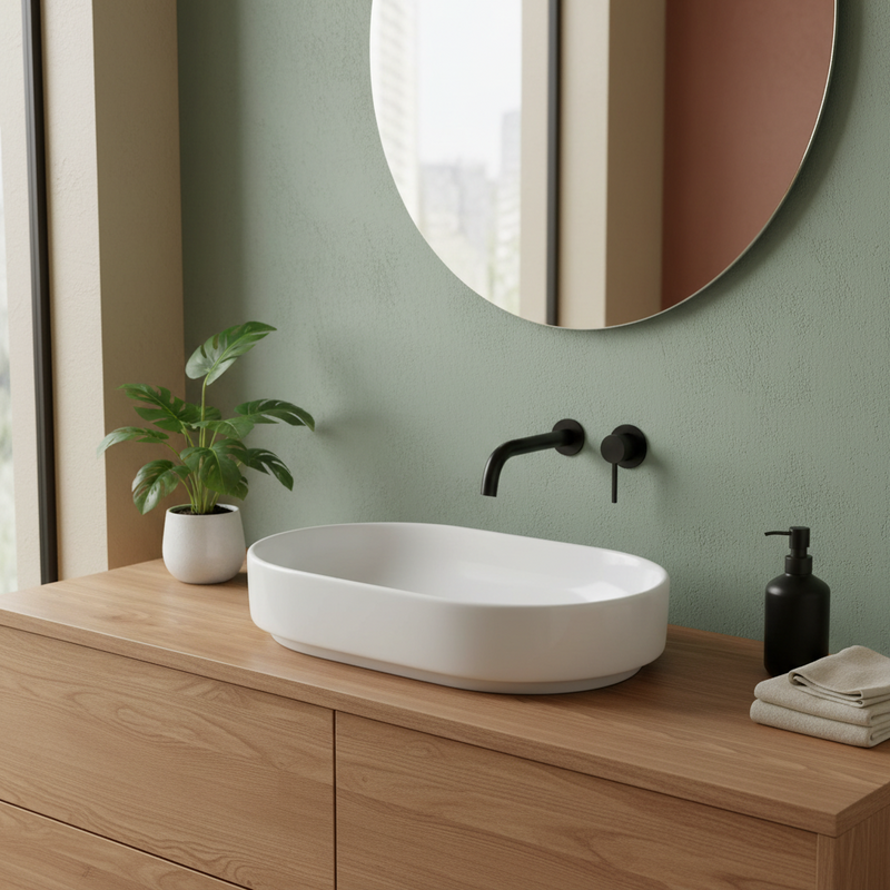 Lavabo da appoggio Ideal Standard  I.LIFE Ovale 60X38 Senza foro rubinetto ART T573101