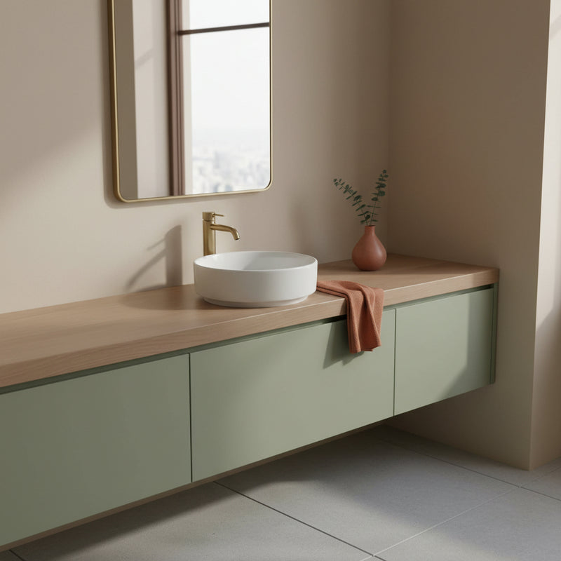 Lavabo da appoggio Ideal Standard IS I.LIFE O Tondo diametro 50 cm senza foro rubinetto