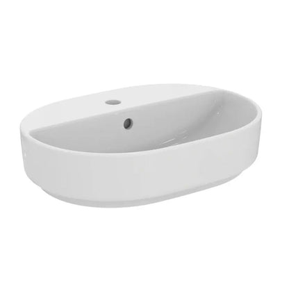 Lavabo da appoggio Ovale Ideal Standard i.life O 55x40 bianco Lucido con Foro Rubinetto Art T573401