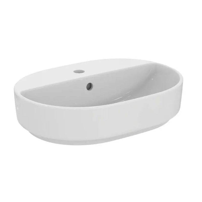 Lavabo da appoggio Ideal Standard I.LIFE O di forma  Ovale 55X36 con foro troppo pieno e foro rubinetto