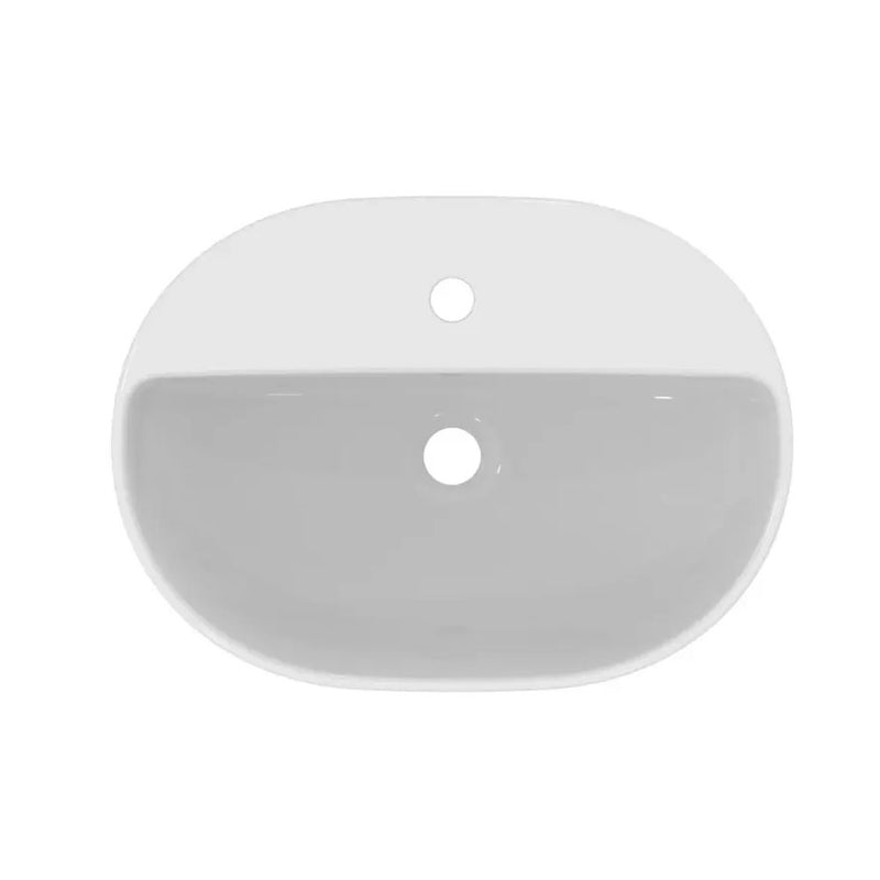 Lavabo da appoggio Ideal Standard I.LIFE O di forma  Ovale 55X36 con foro troppo pieno e foro rubinetto
