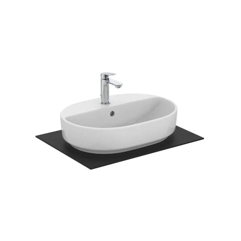 Lavabo da appoggio Ideal Standard I.LIFE O di forma  Ovale 55X36 con foro troppo pieno e foro rubinetto