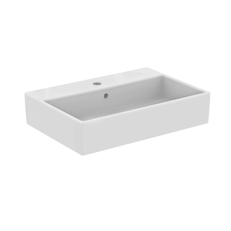 Lavabo da appoggio Ideal Standard i.life B rettangolare 60X42 con foro rubinetto - Bianco lucido