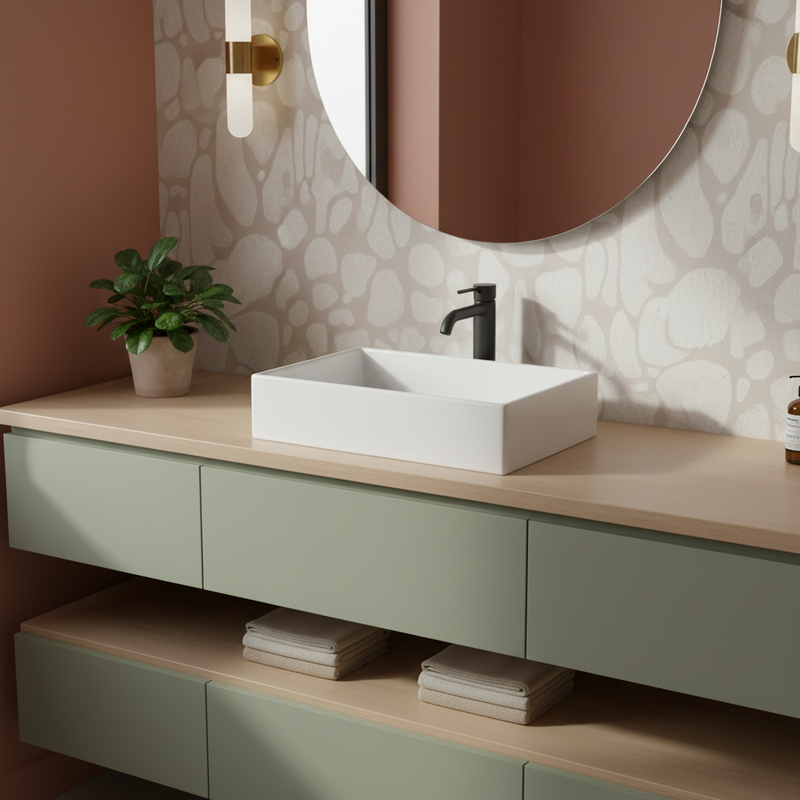 Lavabo da appoggio I.LIFE B rettangolare 50X42 Senza foro troppopieno