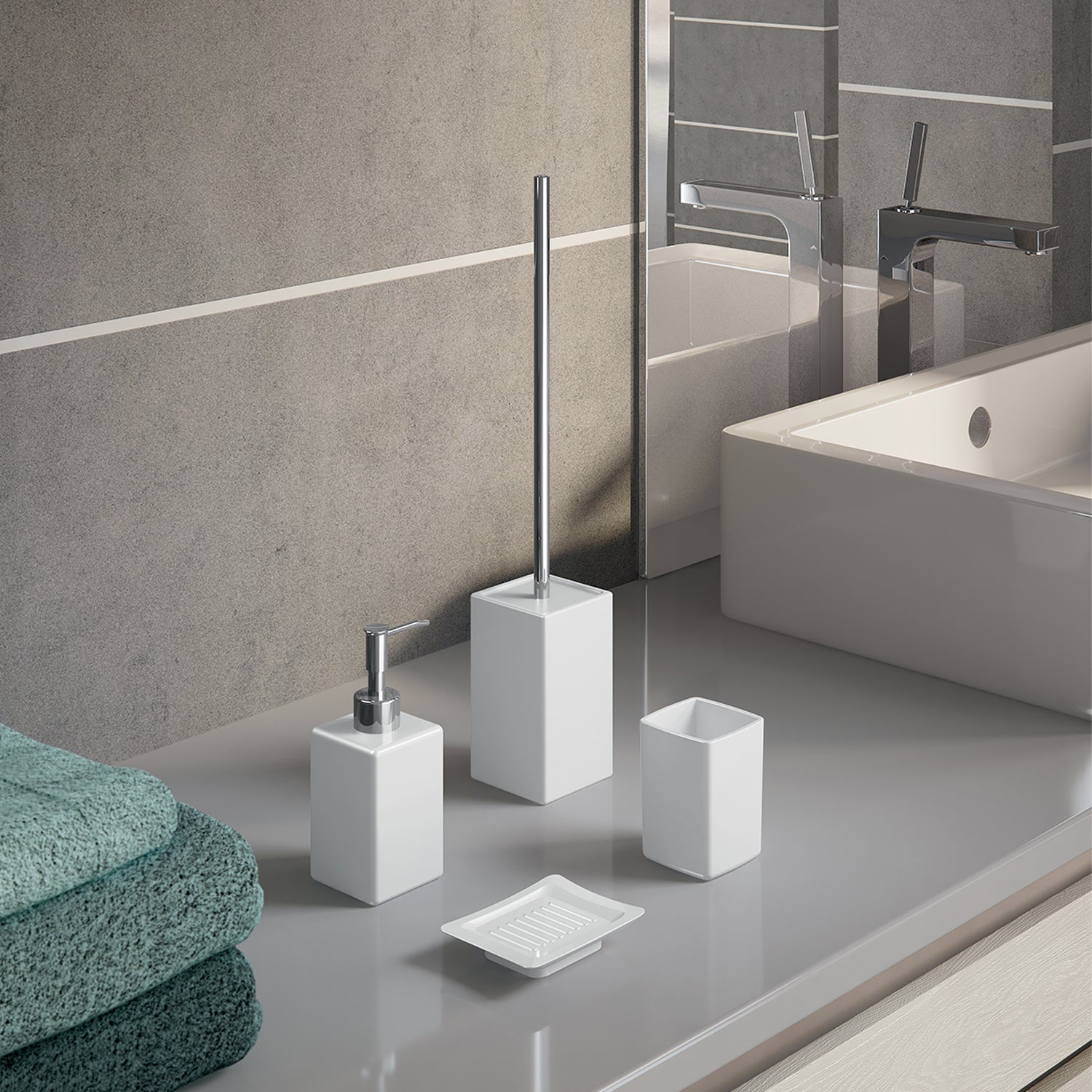 Portaspazzolini in ceramica Gedy serie Verbena - Bianco