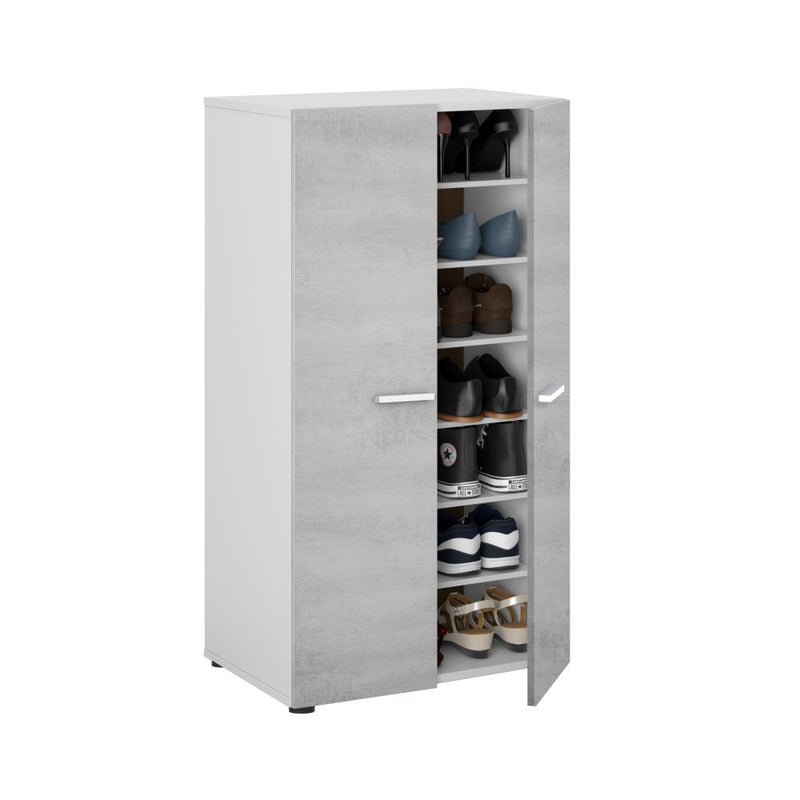 Mobile scarpiera a due ante in nobilitato cm 55x36x103h con 6 ripiani col. Cemento by CeramicStore | Lo specialista del tuo bagno