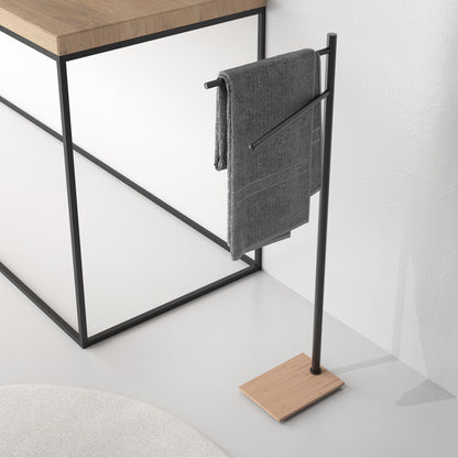Piantana porta asciugamani modello Trilly bambu'/nero matt. by CeramicStore | Lo specialista del tuo bagno