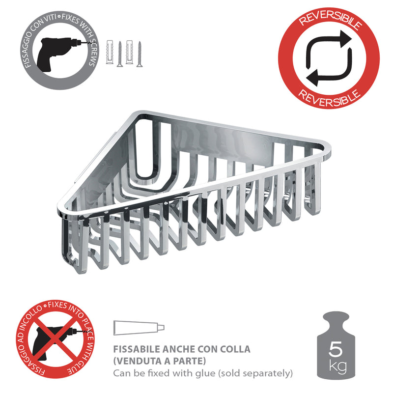 Portaoggetti doccia angolare modello Tiberio di Gedy - Cromato by CeramicStore | Lo specialista del tuo bagno