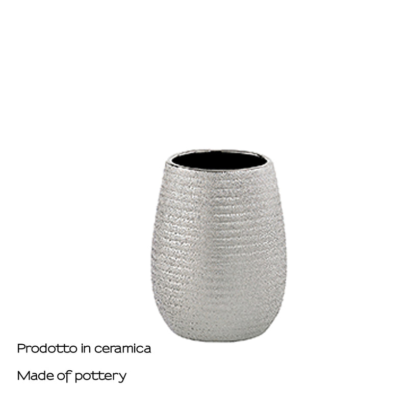 Portaspazzolini da appoggio in ceramica Gedy modello Astrid - Argento