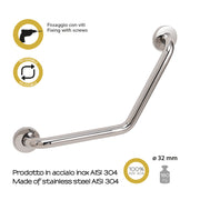 Maniglione 135° in Acciaio Inox AISI 304 Gedy serie Project - Lucido by CeramicStore | Lo specialista del tuo bagno