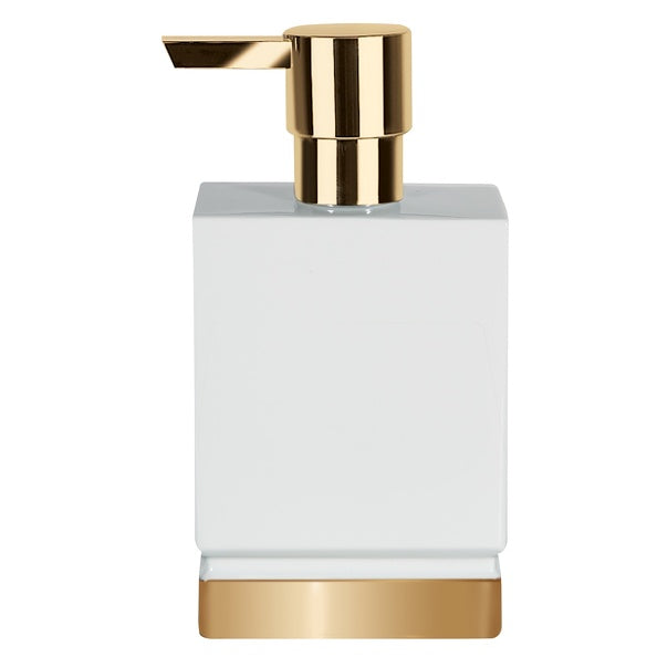Dispenser sapone in porcellana modello Roma - Bianco e Oro