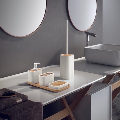 Scopino da appoggio con ciuffo in setole Gedy modello Ninfea - Bianco Matt by CeramicStore | Lo specialista del tuo bagno