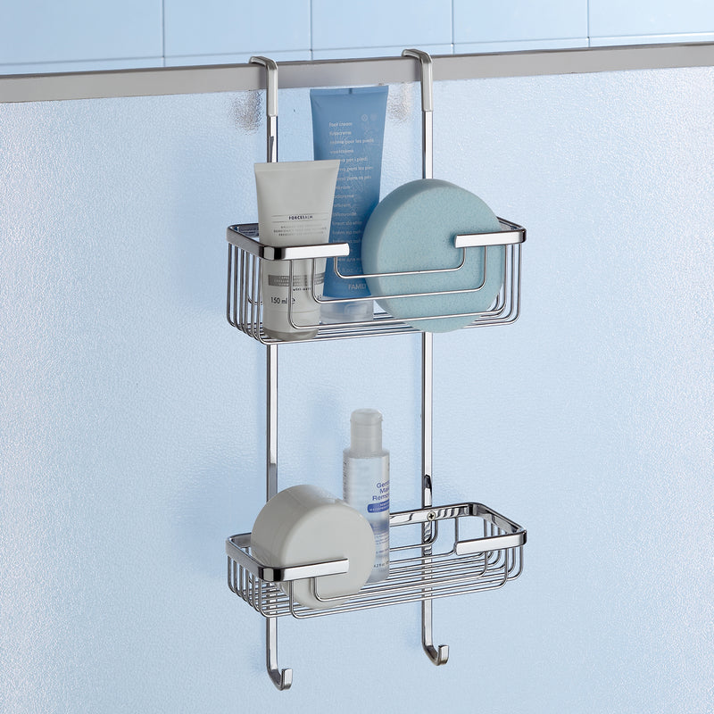 Portaoggetti doccia appendibile a 2 ripiani in Ottone modello Apollo di Gedy - Cromato by CeramicStore | Lo specialista del tuo bagno