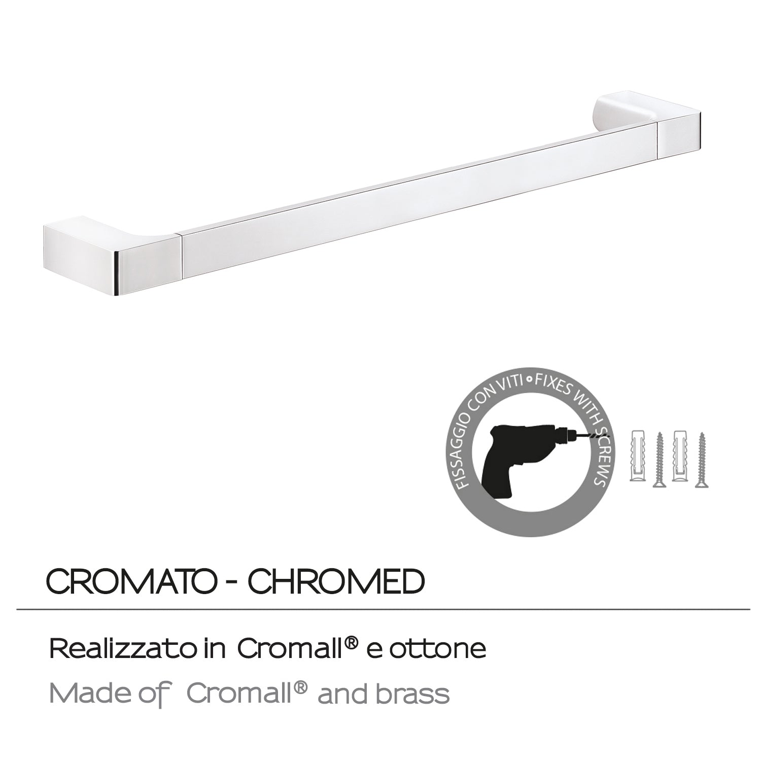 Portasalviette a muro di Gedy serie Pirenei 45 cm - Cromato by CeramicStore | Lo specialista del tuo bagno