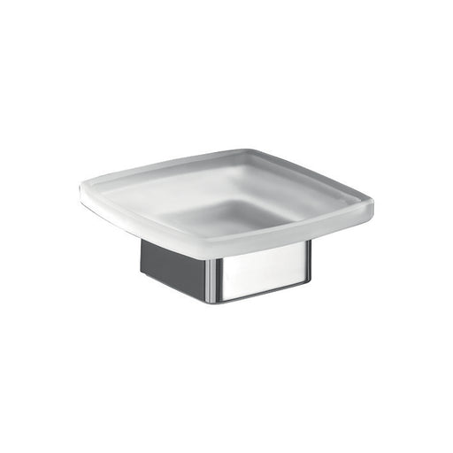Portasapone da appoggio Gedy serie Lounge con contenitore in Vetro Satinato - Cromato