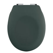 Sedile WC universale modello KLAK realizzato in  Thermo Dur Colore Verde scuro e Cerniere in acciaio inox