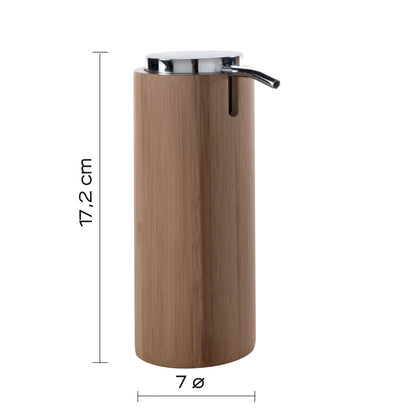 Dispenser sapone in bambà¹ con erogatore in plastica cromata Gedy serie Altea - Naturale