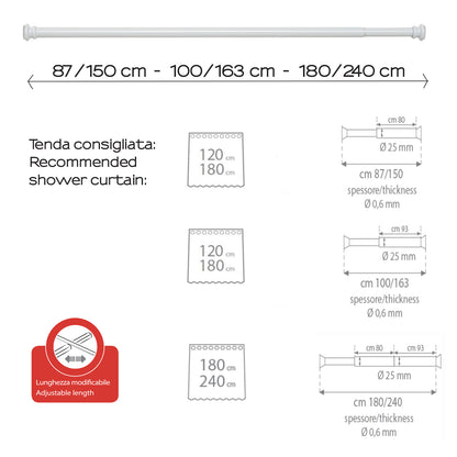 Asta doccia estensibile in alluminio 105/240 cm di Gedy - Bianco by CeramicStore | Lo specialista del tuo bagno