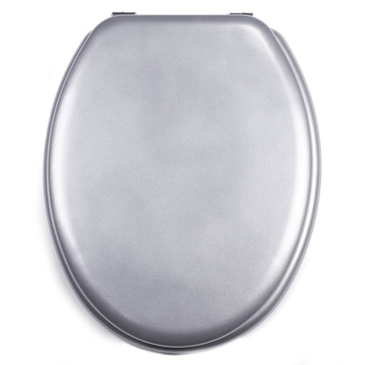 Sedile WC universale modello KLAK realizzato in MDF Argento  e Cerniere in acciaio inox