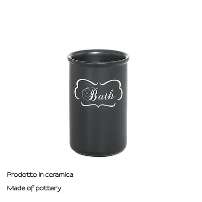 Portaspazzolini in ceramica di Gedy serie Chantal - Nero Matt
