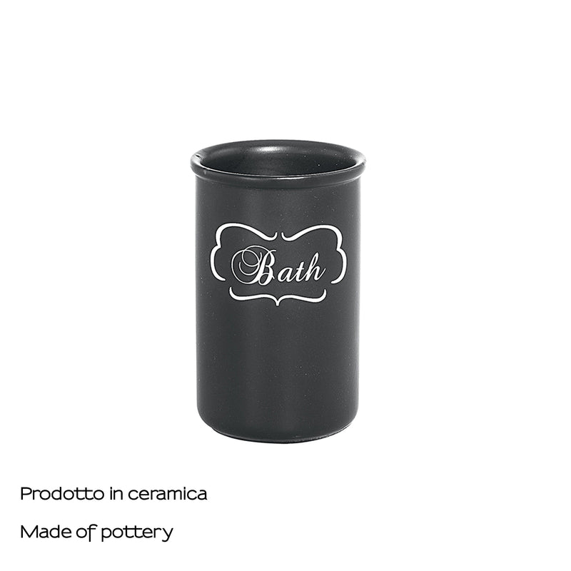 Portaspazzolini in ceramica di Gedy serie Chantal - Nero Matt