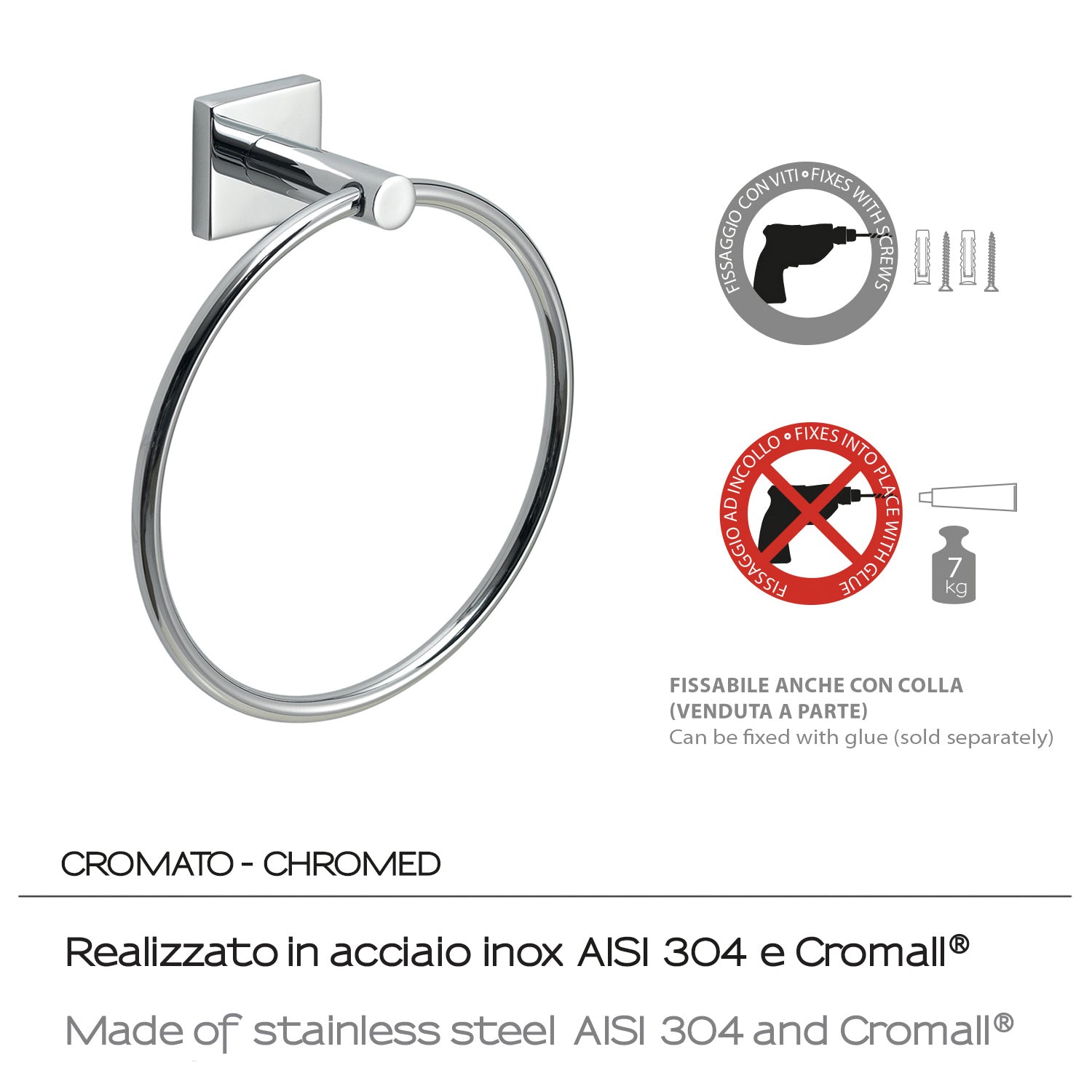Portasalviette ad anello Fuji di Gedy - Cromato by CeramicStore | Lo specialista del tuo bagno