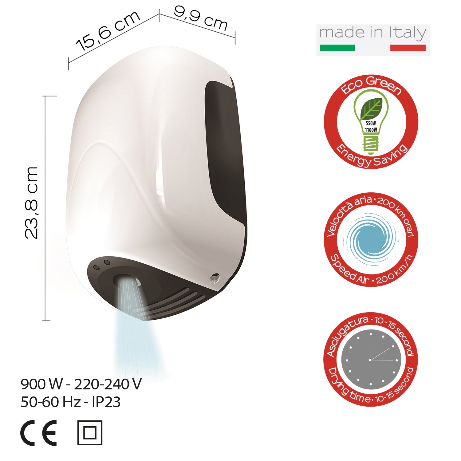 Gedy Eco-Jet Alize - Asciugamani Elettrico Fotocellula by CeramicStore | Lo specialista del tuo bagno