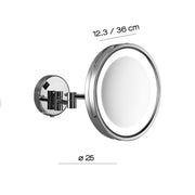 Specchio ingranditore Vincent 5X da muro con luce LED - Cromato by CeramicStore | Lo specialista del tuo bagno