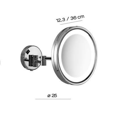 Specchio ingranditore Vincent 5X da muro con luce LED - Cromato by CeramicStore | Lo specialista del tuo bagno