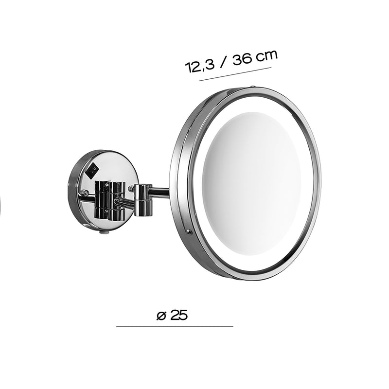 Specchio ingranditore Vincent 5X da muro con luce LED - Cromato by CeramicStore | Lo specialista del tuo bagno