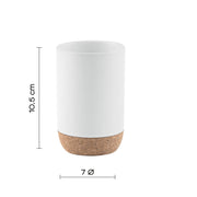 Portaspazzolini in ceramica e sughero Gedy serie Ilary - Bianco
