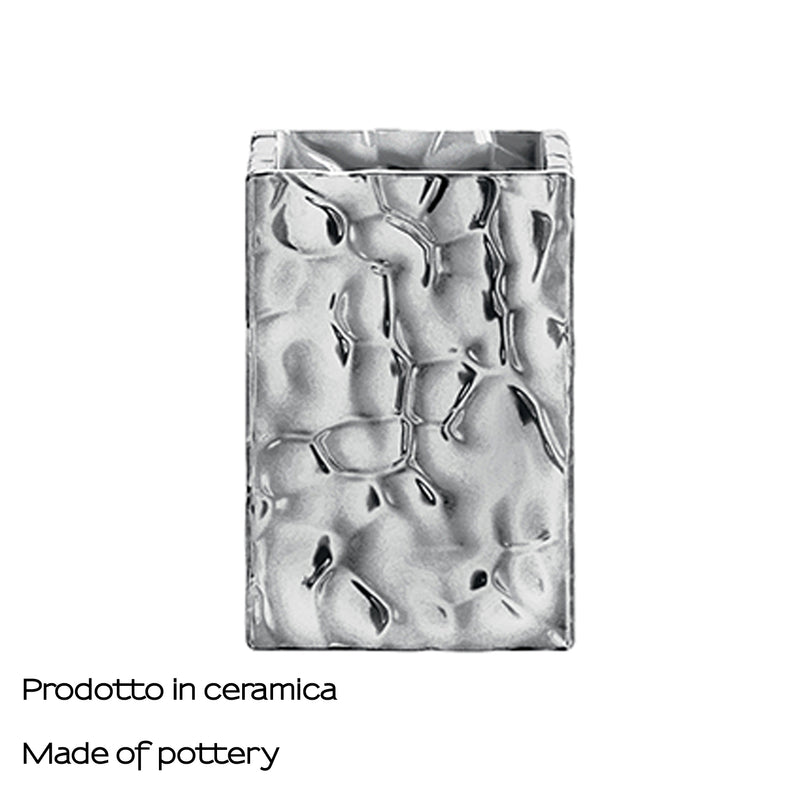 Portaspazzolini in ceramica Gedy modello New Martina - Argento