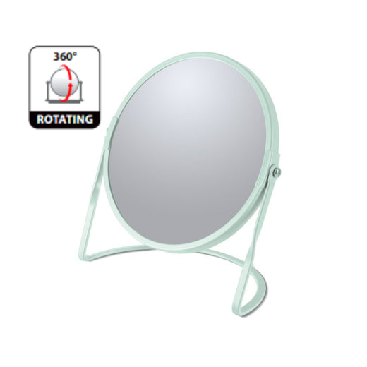 Specchio ingranditore da tavolo su base in acciaio modello Akira colore verde ghiaccio opaco by CeramicStore | Lo specialista del tuo bagno
