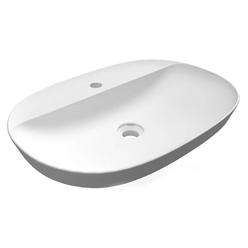 Lavabo ad incasso ovale allungato monoforo variant 60 x 42 cm bianco