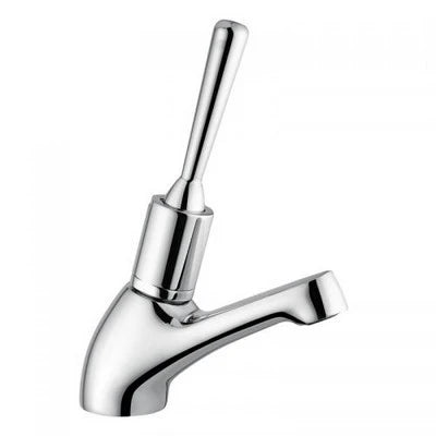 Rubinetto lavabo temporizzato con leva antisvitamento cromo