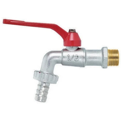 Rubinetto a sfera con portagomma e leva rossa 1/2 dn 10 pn 15