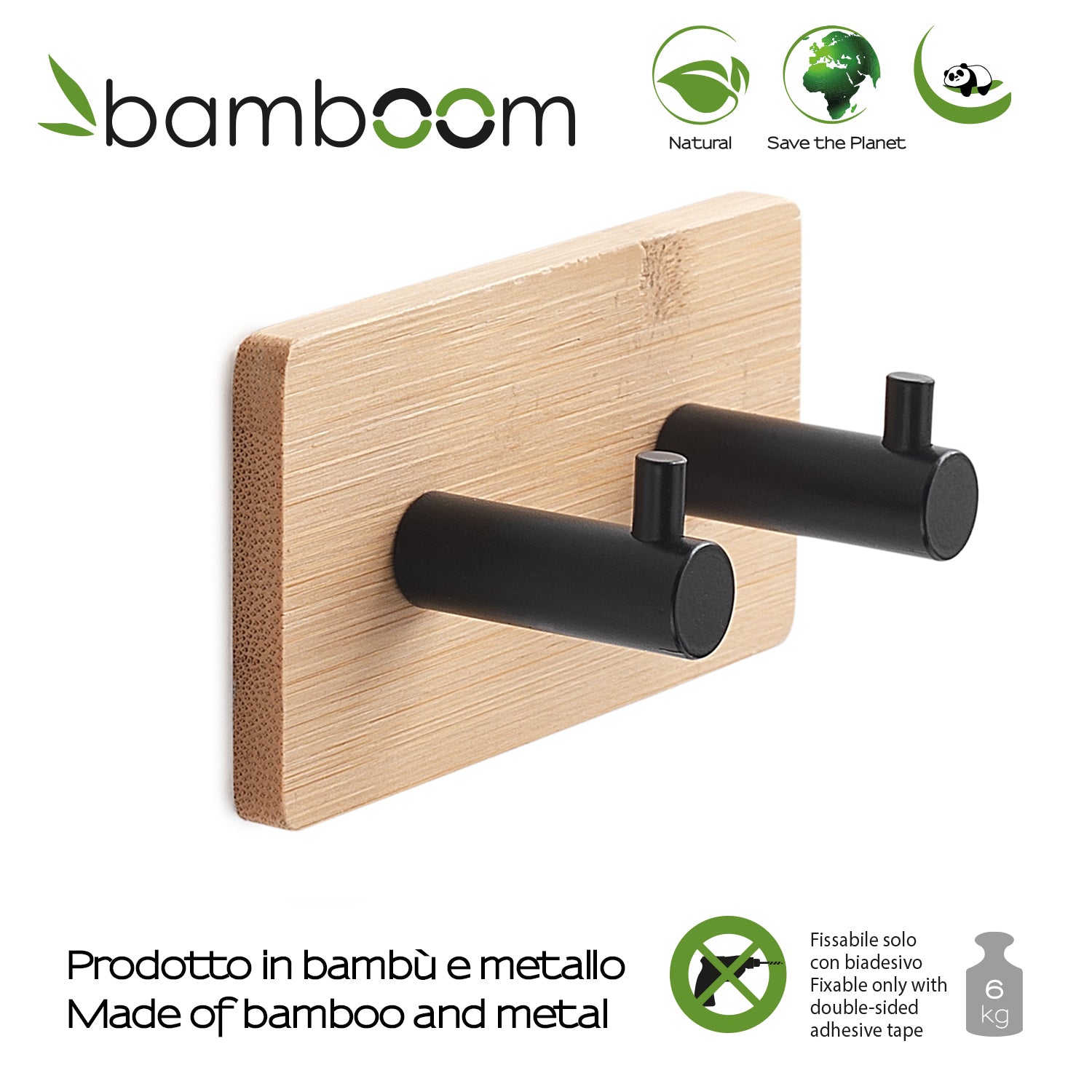 Appendini modello Juncos doppio quadrato di colore bambu'/nero by CeramicStore | Lo specialista del tuo bagno