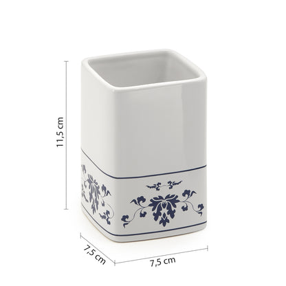 Portaspazzolini in porcellana Gedy serie Cixi - Bianco/Blu