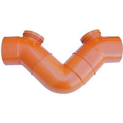 Sifone orizzontale 2 tappi in pvc arancio diam. 160 l. 65 cm