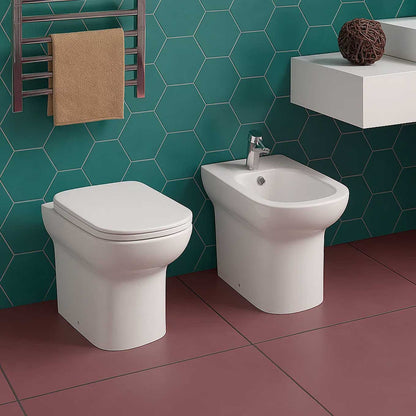 Wandhängende Sanitäranlagen Modell Amber mit SoftClose-Sitz 54,5x37 H. 44 cm - Hochglanz Weiß