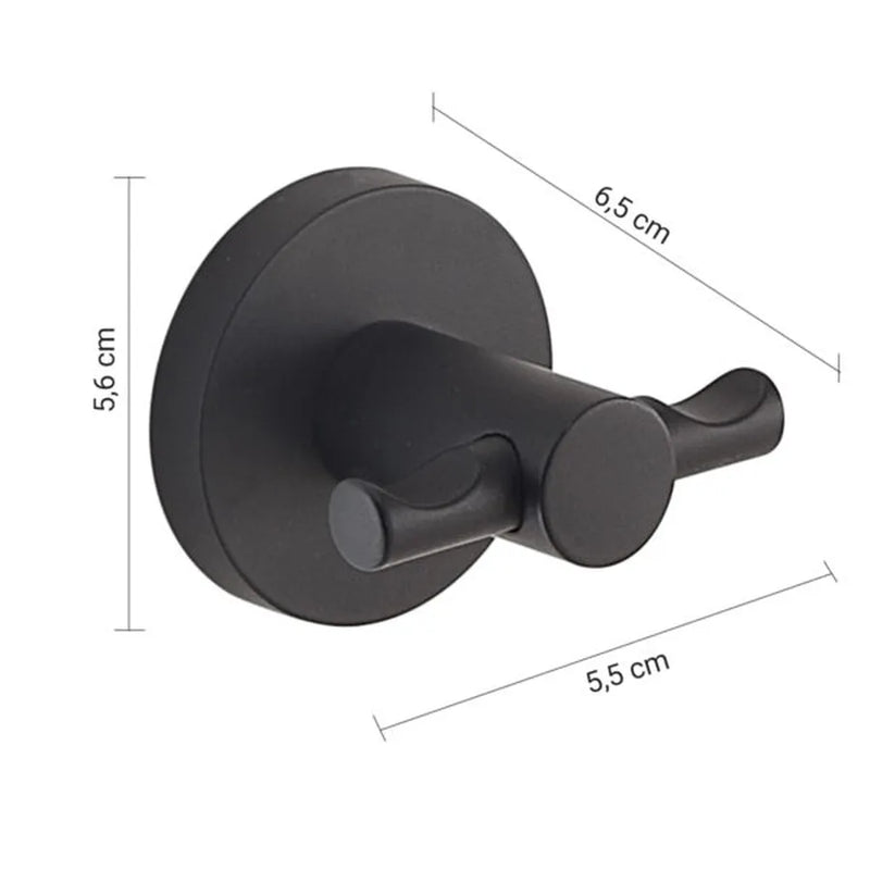 Appendiabiti doppio in Acciaio Inox e Cromall Gedy serie Felce - Nero Opaco