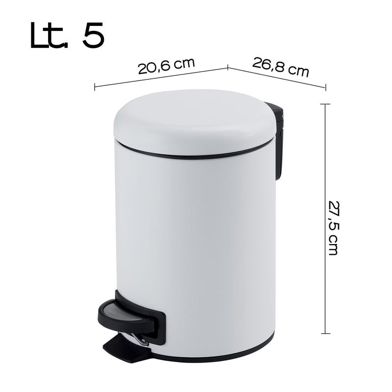 Portarifiuti 5 lt in Acciaio Inox modello Potty di Gedy - Bianco Matt by CeramicStore | Lo specialista del tuo bagno