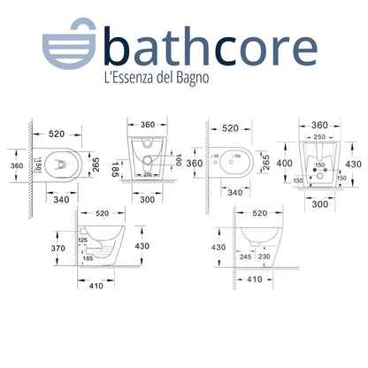 Sanitari moderni senza brida filo parete collezione Armonia con sedile Soft Close By Bathcore