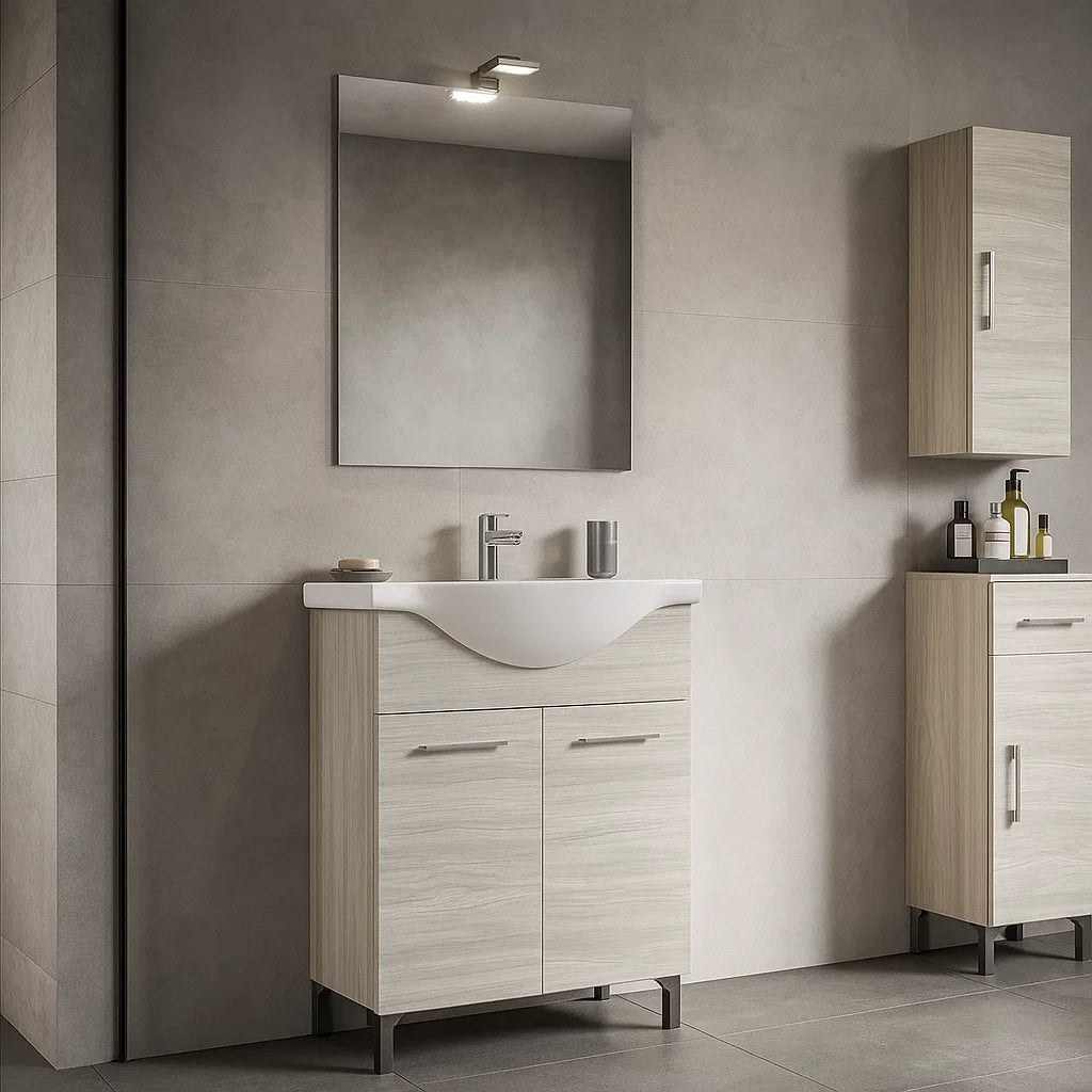Mobile bagno RUBINO con lavabo specchio e lampada cm 56,5 x 42,5 x h 86